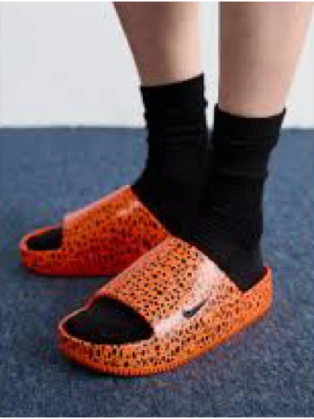 Nike calm slide sandals Orange and Black Speckle Slide Sandals